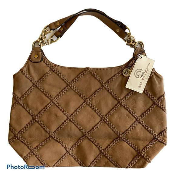 Big Buddah J Windsor Bag Taupe Criss Cross Front - Picture 1 of 7